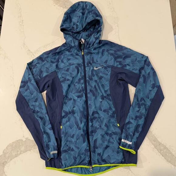 Nike Printed Trail Kiger Full-Zip Running Jacket Windbreaker Women's Medium Blue - Picture 1 of 10